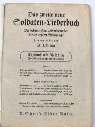 "Das neue Soldaten-Liederbuch" , Textbuch mit Melodien 2 stimmig,Band II, 74 Seiten,  gebraucht