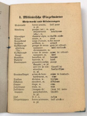 "Wehrmacht Sprachführer Deutsch Französisch " 45 Seiten, leicht fleckig