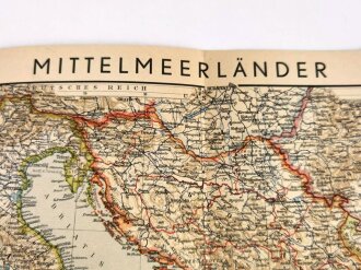 "Schlag nach über das Mittelmeer" Tornisterschrift des Oberkommandos der Wehrmacht, Landkarte, datiert 1939/40, gebraucht