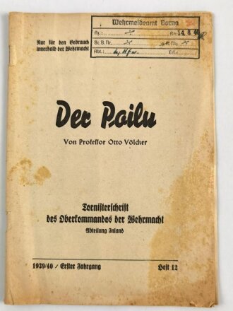 "Der Poilu" Tornisterschrift des Oberkommandos der Wehrmacht, datiert 1939/40, gebraucht
