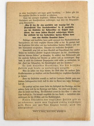 "England überfällt Kopenhagen" Tornisterschrift des Oberkommandos der Wehrmacht, datiert 1939, gebraucht