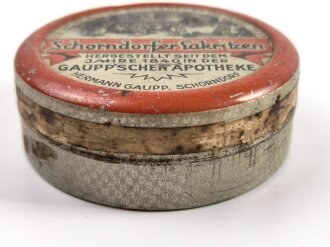 "Schorndorfer Lakritzen" Leere Blechdose, Durchmesse 7cm