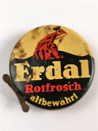 "Erdal Rotfrosch" Schuhcreme, Leere Blechdose, Durchmesser 6,5cm
