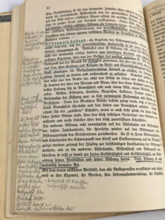 " Die nationalsozialistische Erziehung im Schuluntericht, datiert 1933, 68 Seiten, gebraucht