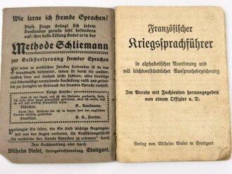 1.Weltkrieg "Kriegs-Sprachführer - Französisch", datiert 1916, 31 Seiten DIN A6, stark gebraucht