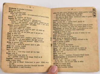 1.Weltkrieg "Kriegs-Sprachführer - Französisch", datiert 1916, 31 Seiten DIN A6, stark gebraucht