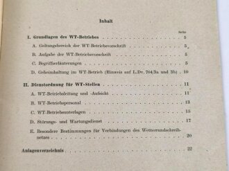 L.Dv.g. 704/3b "Luftnachrichtentruppe - Betriebsvorschriften Teil 3 Fernschreibbetriebsvorschrift L.Fs.B.V Heft d Wechselstromtelegrafie Betriebsvorschrift L.WT.B.V Juni 1942" 28 Seiten, gebraucht