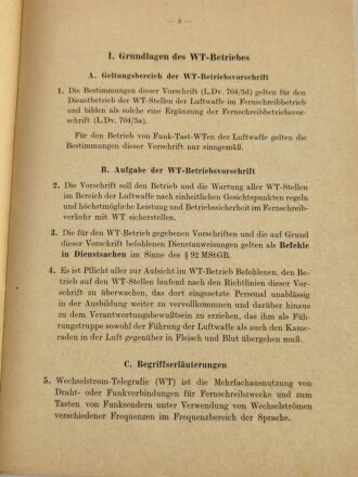 L.Dv.g. 704/3b "Luftnachrichtentruppe - Betriebsvorschriften Teil 3 Fernschreibbetriebsvorschrift L.Fs.B.V Heft d Wechselstromtelegrafie Betriebsvorschrift L.WT.B.V Juni 1942" 28 Seiten, gebraucht