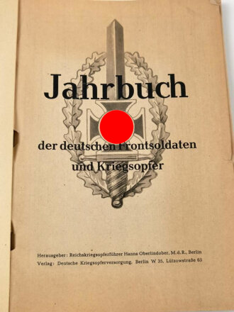 "Jahrbuch der deutschen Frontsoldaten und Kriegsopfer 1942" 204 Seiten, gebraucht