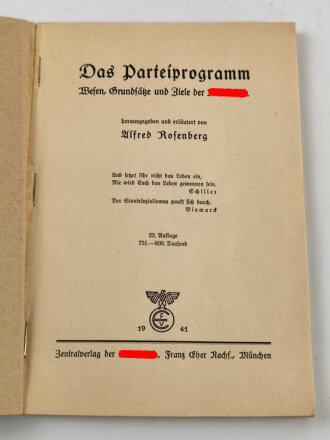 Alfred Rosenberg "Das Parteiprogramm - Wesen,...