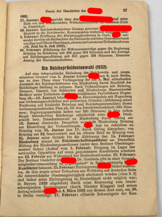 "Daten der Geschichte der NSDAP" datiert 1935, 64 Seiten, gebraucht mit Stempel der SA Stum 50/R65