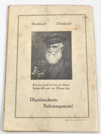 " 11. Reichs-Frontsoldaten-Tag am Rhein 4.-5. Oktober 1930" 48 Seiten, gebraucht