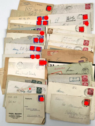 Konvolut 50 Briefumschläge und Postkarten vor 1945...