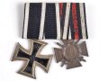 1. Weltkrieg, 2er Ordensspange " Eisernes Kreuz 2. Klasse 1914, Hersteller S im Bandring und Ehrenkreuz für Frontkämpfer "