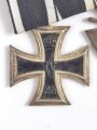 1. Weltkrieg, 2er Ordensspange " Eisernes Kreuz 2. Klasse 1914, Hersteller S im Bandring und Ehrenkreuz für Frontkämpfer "