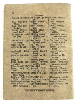 1.Weltkrieg " Deutsch - russischer Soldaten Sprachführer"  Kleinformat, 33 Seiten, gebraucht