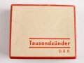 "Tausendzünder" Taschenfeuerzeug in Verpackung mit Anleitung, dise mit Druckvermerk von 1937, ungebraucht, Funktion nicht geprüft