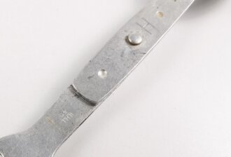 Gabel / Löffel Kombination Wehrmacht aus Aluminium, datiert 1940, gebraucht