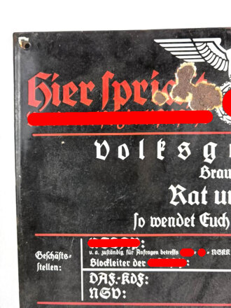 Emailleschild "Hier spricht die NSDAP" 64 x...