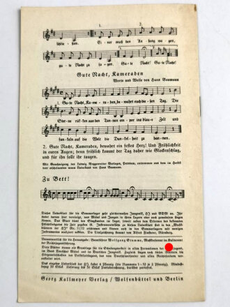 Liederblatt der Hitler Jugend Nr.71/72 " Singen im Sommer Lager"