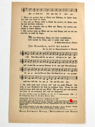 Liederblatt der Hitler Jugend Nr.57 " Tag der Arbeit"