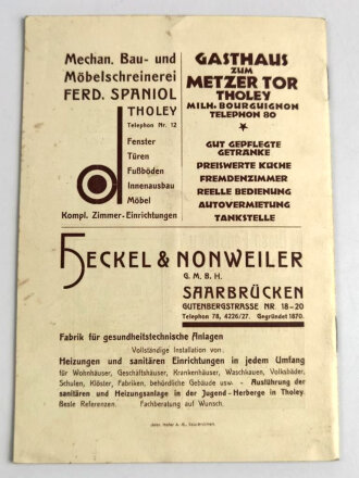 "Jugend Herbergs Einweihung der Herberge in Tholey" 1928, 24 seitiges Heft, DIN A5