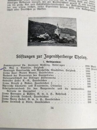 "Jugend Herbergs Einweihung der Herberge in Tholey" 1928, 24 seitiges Heft, DIN A5