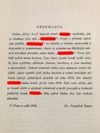 Tschechische  Ausgabe von Adolf Hitler " Mein Kampf" , "Muj Boj Hitler Hitler o sobe a svých cílech" Ausgabe 1937, im leicht defekten Schutzumschlag.