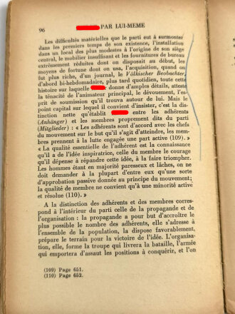 Französische Ausgabe von Adolf Hitler " Mein Kampf"  Jacques Haumont Paris 1933. Buchrücken löst sich