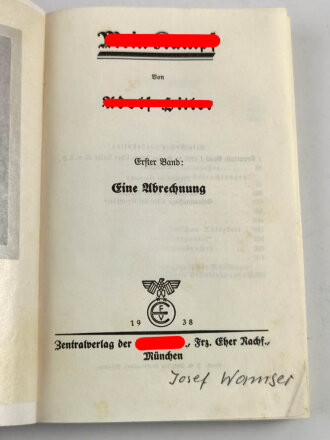 Adolf Hitler " Mein Kampf"  Ausgabe in 2 Bänden von 1938. Einband beschädigt, sonst gut