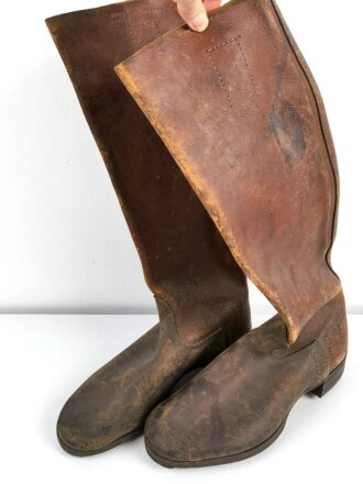 Kavallerie Wehrmacht, Paar Stiefel für Mannschaften, ungeschwärzte Kammerstücke, Sohlenlänge 29cm. Wohl ungetragenes Paar, ungereinigt