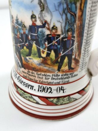 Hessen, Reservistenkrug eines Musketier im 2.Großhessischen Infanterie Regiment "Kaiser Wilhelm 2." Nr. 116 Giessen. Leichte Gebrauchsspuren, guter Zustand