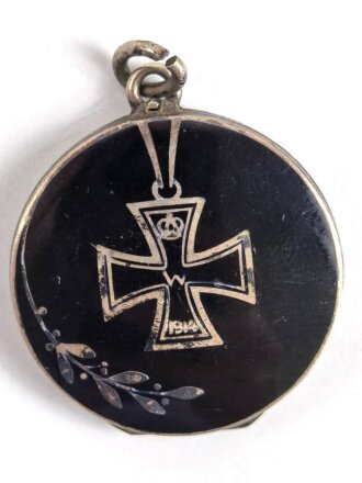 1.Weltkrieg, patriotischer Anhänger Eisernes Kreuz 1914. Emailliert, Durchmesser 24mm