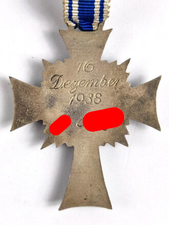 Ehrenkreuz der Deutschen Mutter (Mutterkreuz) in Silber, am langem Band