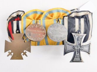 Ordenspange eines tapferen Sachsen, Friedrich Ausgust Medaille in bronze und silber, dazugehörige Bandspange