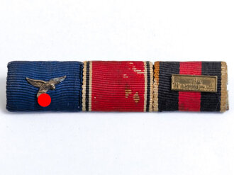 3er Bandspange eines Luftwaffensoldten mit Auflage und Auflage Prager Brug für die Anschlussmedaille 1. Oktober 1938, Breite 77 mm