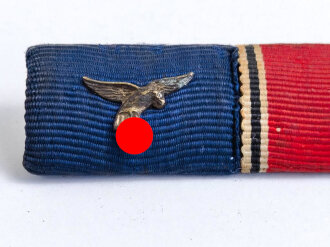 3er Bandspange eines Luftwaffensoldten mit Auflage und Auflage Prager Brug für die Anschlussmedaille 1. Oktober 1938, Breite 77 mm
