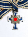 Miniatur, Ehrenkreuz der Deutschen Mutter ( Mutterkreuz ) in Silber an Schleife, Größe 16 mm