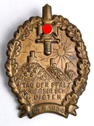 Blechabzeichen, Tag der Pfalz Kriegsbeschädigten 4.6.1934
