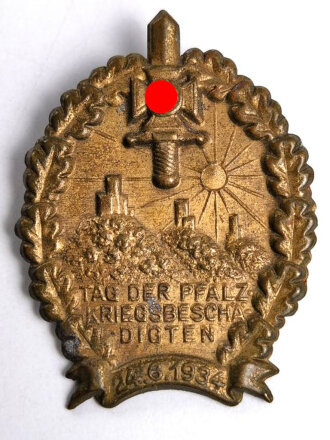 Blechabzeichen, Tag der Pfalz Kriegsbeschädigten 4.6.1934