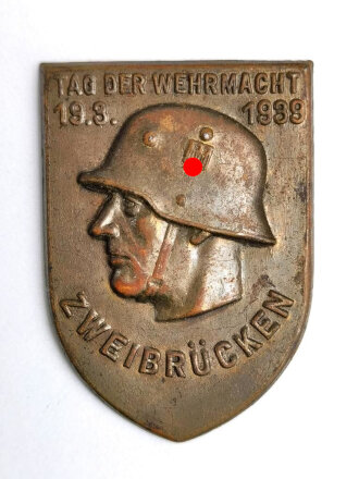 Blechabzeichen, Tag der Wehrmacht 19.9.1939 Zweibrücken, Nadelsystem fehlt