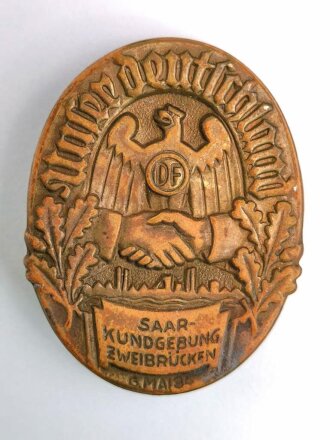 Blechabzeichen, Unser Deutschland, Saar Kundgebung Zweibrücken, 6. Mai 1934