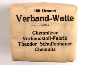 "100 Gramm Verband Watte" Chemnitzer Verbandstoff Fabrik Theodor Schuffenhauer, gehört so unter anderem in  den " "Veterinär Arzneikasten 18/27" der Wehrmacht