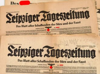 12 Stück Zeitungen aus der Zeit des 2.Weltkrieg. Jeweils nicht auf Zustand oder Vollständigkeit geprüft