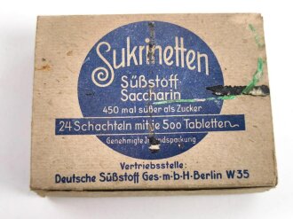 Pack "500 Stück Sukinetten Süßstoff Saccarin" ungeöffnet. Ein ( 1 ) Stück aus der originalem Umverpackung