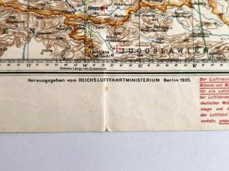 Luftwaffe, Luft-Navigationskarte in Merkatorprojektion, 1939, seitlich eingerissen, Maße 61 cm x 68 cm