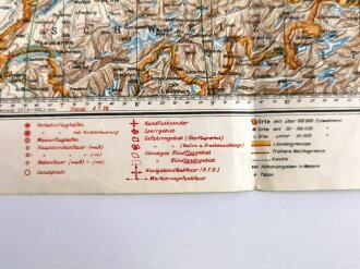 Luftwaffe, Luft-Navigationskarte in Merkatorprojektion, 1939, seitlich eingerissen, Maße 61 cm x 68 cm