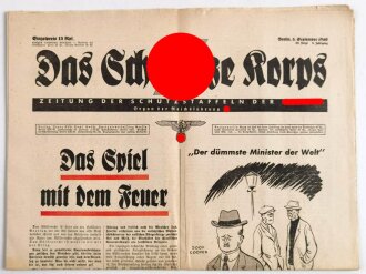 "Das Schwarze Korps" Zeitung der Schutzstaffeln der NSDAP, Berlin 5. September 1940, geknickt