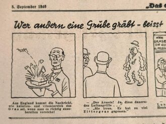 "Das Schwarze Korps" Zeitung der Schutzstaffeln der NSDAP, Berlin 5. September 1940, geknickt