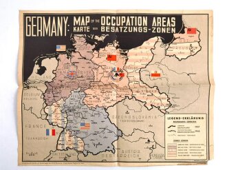 Deutschland nach 1945, Germany: Karte der Besatzungs-Zonen, Maße: 42 x 52 cm, stärker gebraucht